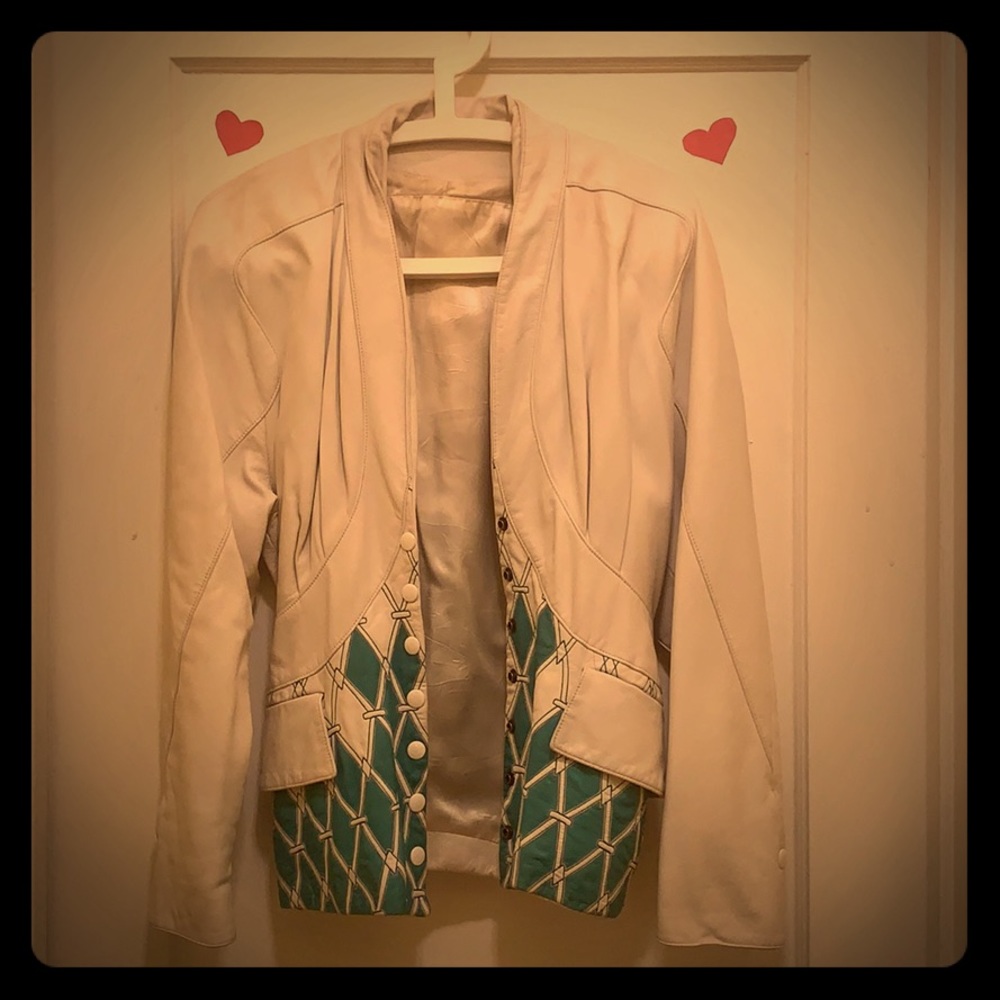 Vintage white leather jacket